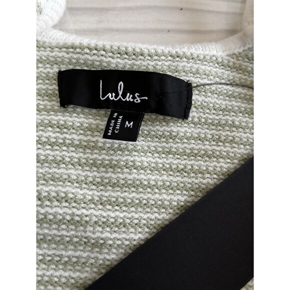Lulus Easily Gorgeous Ivory and Sage Green Striped Midi Sweater Dress NWT Size M - Picture 8 of 9